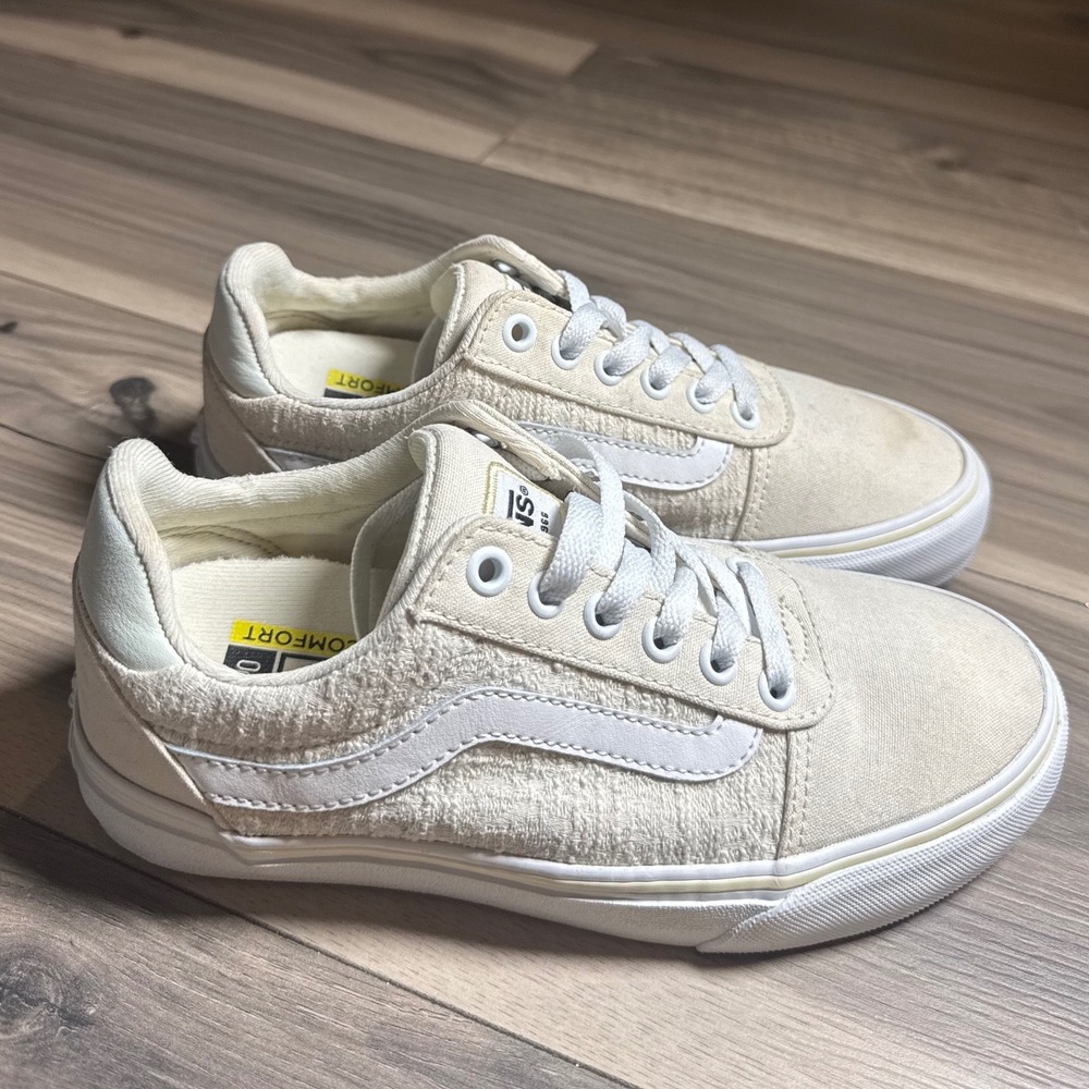 Vans Ward Deluxe Comfort Cream White Boucle Canvas Sneakers Womens 6 721356